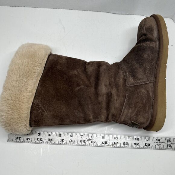 UGG Upside Brown Size 8 Suede Tall Lace Up Winter Boots - Picture 10 of 11